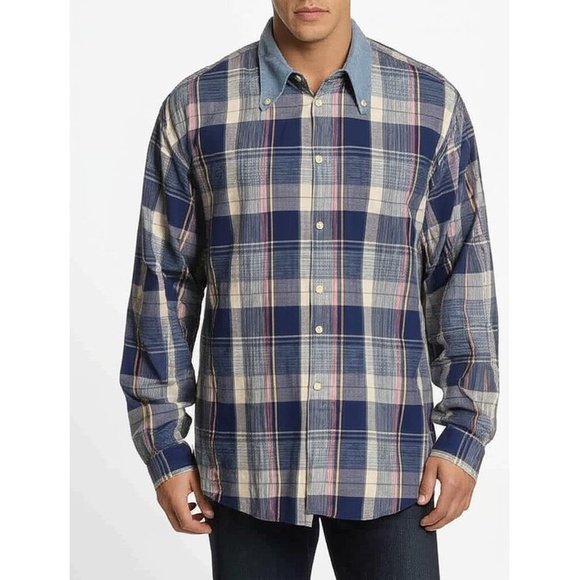 Alexander Julian Other - NWT Alexander Julian Mens Blue Plaid Button-Down Shirt Long Sleeve Vintage